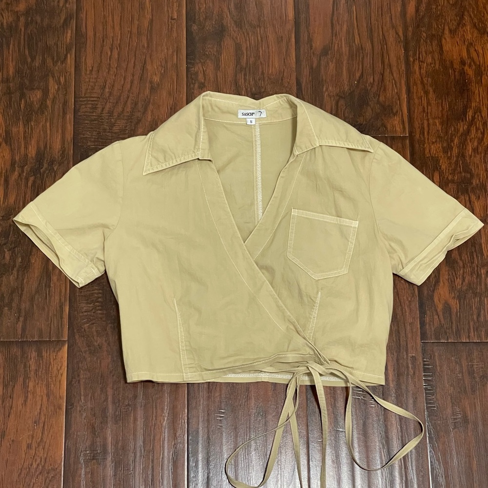 Sasch Khaki Wrap Crop Top